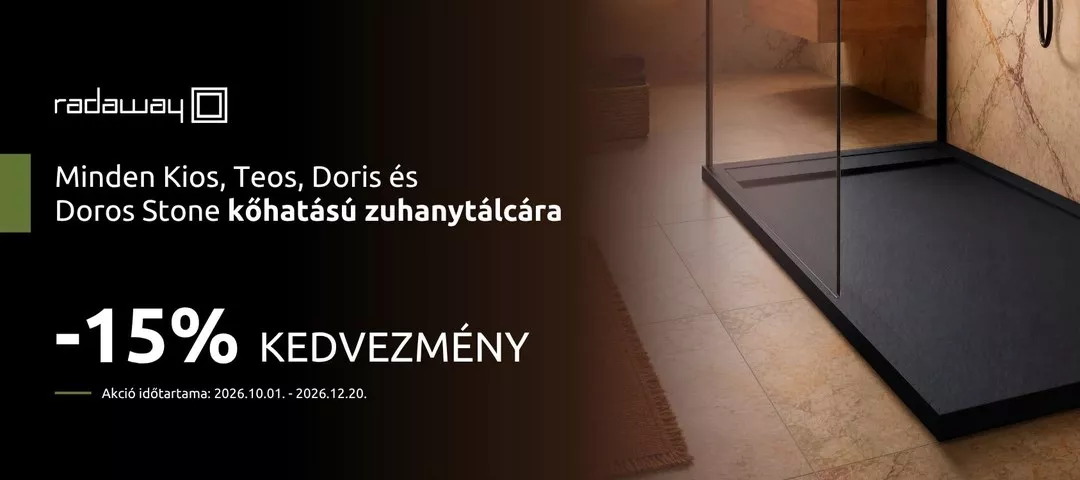 Kőhatású zuhanytálcák -15% kedvezmény 2026. december 20-ig