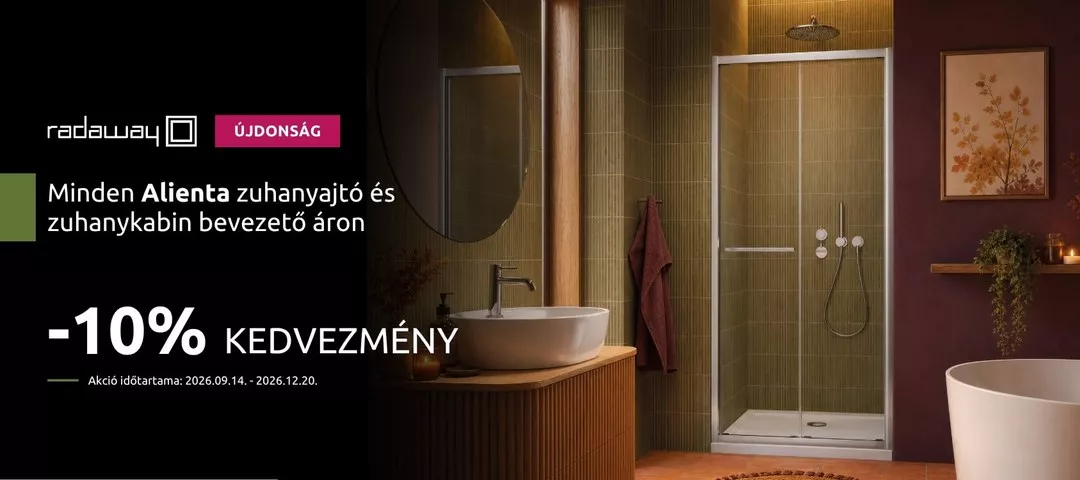 Radaway Alienta zuhanykabinok -10% bevezető kedvezmény 2026. december 20-ig