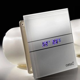   Cata E-100MTH szellőztető ventilátor, metakrilát előlappal, utószellőztető és páraérzékelő funkcióval, fehér, 100mm