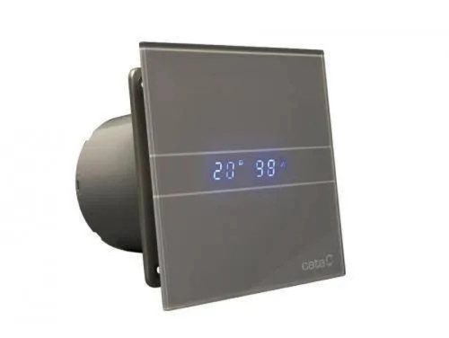 Cata E-100MSTH szellőztető ventilátor, metakrilát előlappal, utószellőztető és páraérzékelő funkcióval, ezüstszürke, 100mm