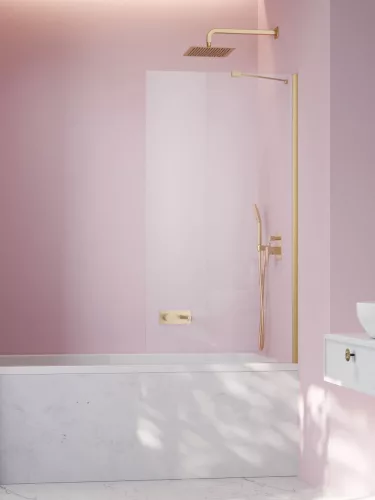 Idea Brushed Gold PNJ II szálcsiszolt arany kádparaván 60 átlátszó