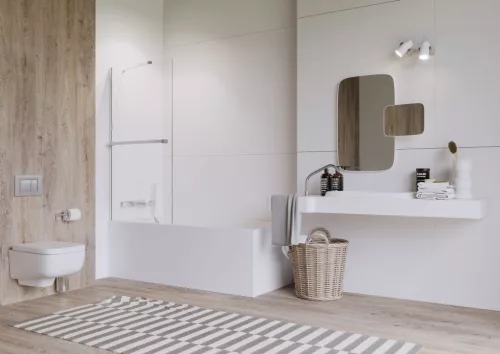 Idea PNJ II kádparaván törölközőtartóval 90 átlátszó