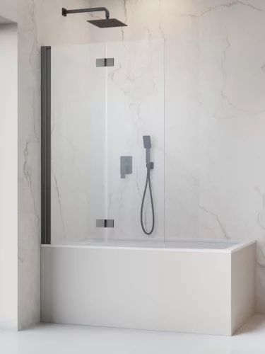 Nes Brushed GunMetal PND I szálcsiszolt fegyvermetál kádparaván 120 átlátszó balos