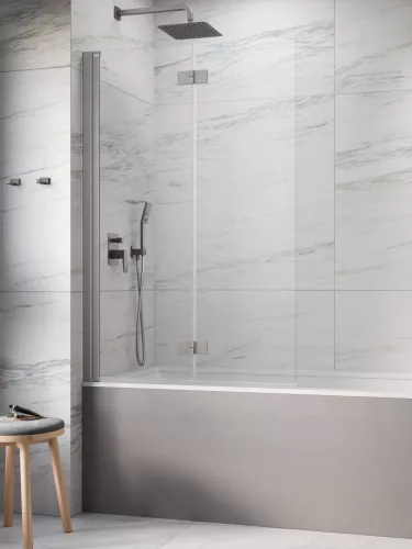 Nes Brushed Nickel PND I szálcsiszolt króm kádparaván 130 átlátszó jobbos