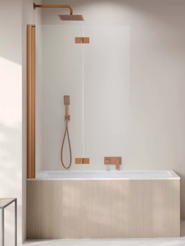 Nes Brushed Copper PND I szálcsiszolt réz kádparaván 130 átlátszó jobbos