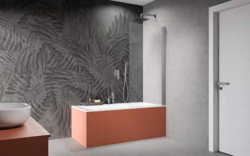 Nes Brushed Nickel PNJ I szálcsiszolt króm kádparaván 50 átlátszó jobbos