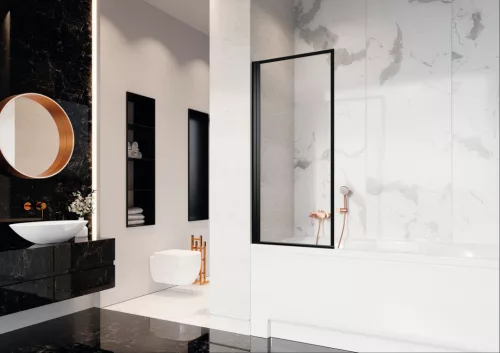 Nes Black PNJ I Frame fekete kádparaván 60 átlátszó jobbos