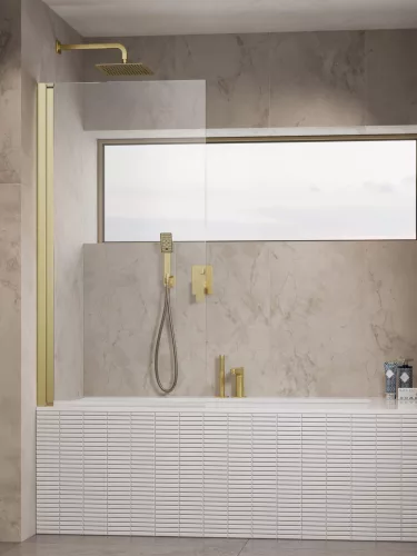 Nes Brushed Gold PNJ I szálcsiszolt arany kádparaván 80 átlátszó balos