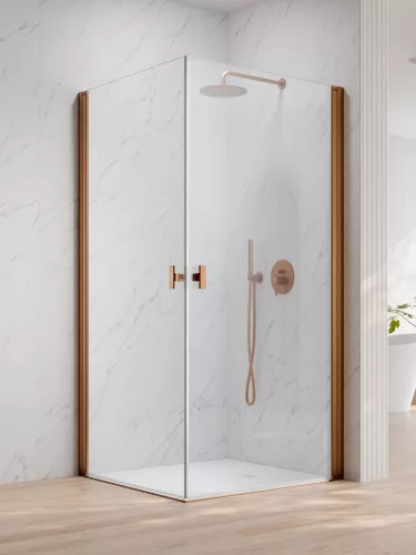 Nes Brushed Copper KDD I szögletes szálcsiszolt réz zuhanykabin 80x90 átlátszó