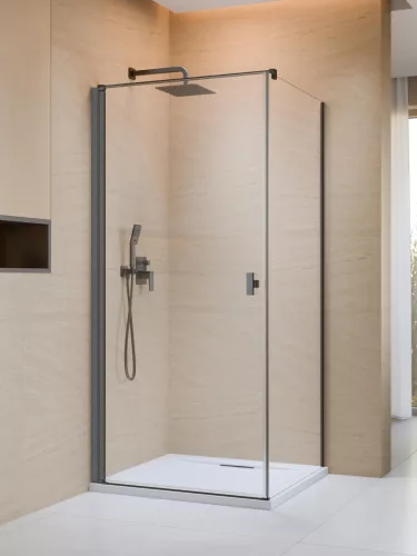 Nes Brushed GunMetal KDJ I szögletes szálcsiszolt fegyvermetál zuhanykabin 90x90 átlátszó jobbos