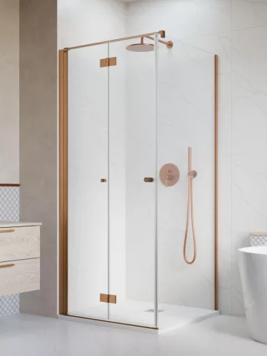 Nes Brushed Copper KDJ-B szögletes szálcsiszolt réz zuhanykabin 100x80 átlátszó balos