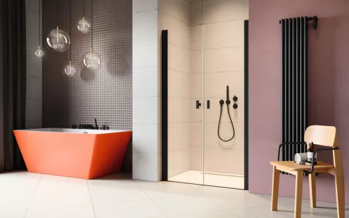 Nes Black DWD I fekete zuhanyajtó 80 átlátszó