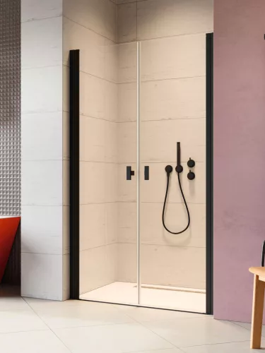 Nes Black DWD I fekete zuhanyajtó 80 átlátszó