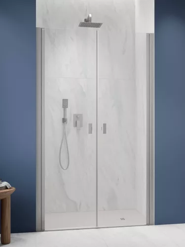 Nes Brushed Nickel DWD I szálcsiszolt króm zuhanyajtó 90 átlátszó
