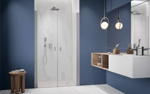 Nes Brushed Nickel DWD I szálcsiszolt króm zuhanyajtó 90 átlátszó