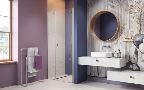 Nes Brushed Nickel DWS szálcsiszolt króm zuhanyajtó 120 átlátszó balos