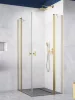 Nes ﻿Brushed Gold KDD II﻿ szögletes szálcsiszolt arany zuhanykabin 90x100 átlátszó