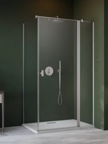 Nes Brushed Nickel KDJ II szögletes szálcsiszolt króm zuhanykabin 80x80 átlátszó jobbos