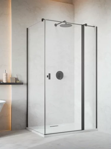 Nes Brushed GunMetal KDJ II szögletes szálcsiszolt fegyvermetál zuhanykabin 80x100 átlátszó jobbos