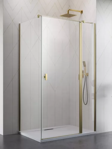 Nes ﻿Brushed Gold KDJ II﻿ szögletes szálcsiszolt arany zuhanykabin 90x100 átlátszó jobbos