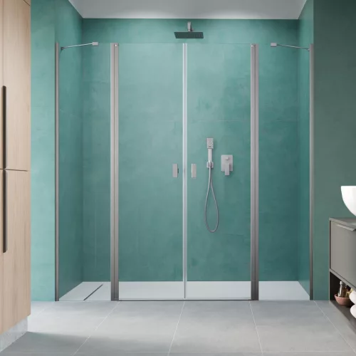 Nes Brushed Nickel DWD II szálcsiszolt króm zuhanyajtó 130 átlátszó