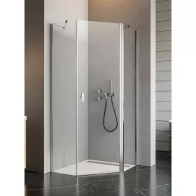   Nes PTJ szögletes zuhanykabin 90×80B átlátszó, balos, ajtó a hosszabb oldalon