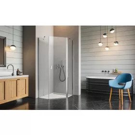   Nes PTJ szögletes zuhanykabin 90×100B átlátszó, balos, ajtó a rövidebb oldalon