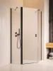 Nes Black PTJ szögletes fekete zuhanykabin 80x90B átlátszó, balos, ajtó a rövidebb oldalon