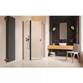   Nes Black PTJ szögletes fekete zuhanykabin 100x90J átlátszó, jobbos, ajtó a hosszabb oldalon