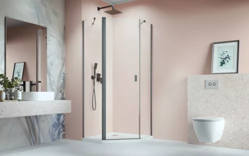 Nes Brushed GunMetal PTJ szögletes szálcsiszolt fegyvermetál zuhanykabin 100x100 átlátszó balos