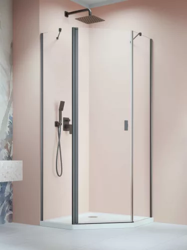 Nes Brushed GunMetal PTJ szögletes szálcsiszolt fegyvermetál zuhanykabin 80x100 átlátszó balos