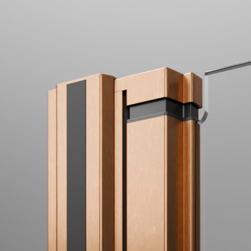 Nes Brushed Copper PTJ szögletes szálcsiszolt réz zuhanykabin 100x100 átlátszó balos