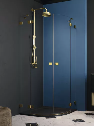 Essenza Pro Gold PDD íves arany zuhanykabin 80x80 átlátszó