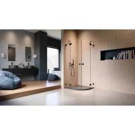   Essenza Pro Black PDD íves fekete zuhanykabin 90x100 átlátszó