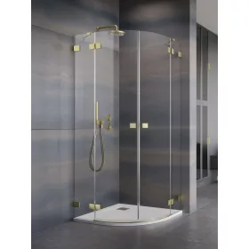  Essenza Pro Brushed Gold PDD íves szálcsiszolt arany zuhanykabin 90x100 átlátszó