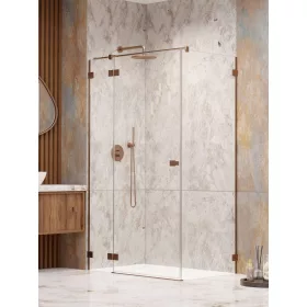   Essenza Pro Brushed Copper KDJ szögletes szálcsiszolt réz zuhanykabin 90x70 átlátszó jobbos