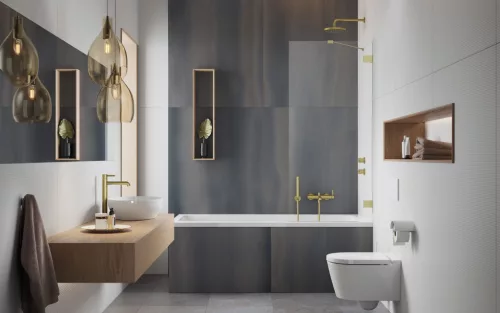 Essenza Pro Brushed Gold PNJ II szálcsiszolt arany kádparaván 60 átlátszó