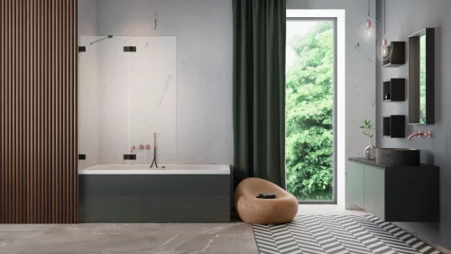 Essenza Pro Black PND II fekete kádparaván 110 átlátszó balos
