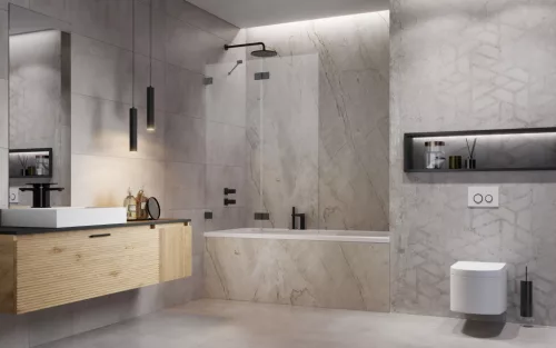 Essenza Pro Brushed GunMetal PND II szálcsiszolt fegyvermetál kádparaván 110 átlátszó jobbos