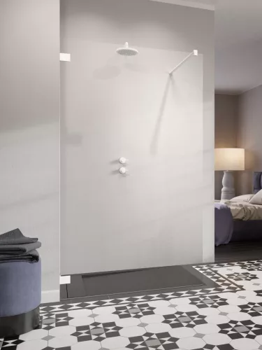 Essenza Pro White Walk-in fehér zuhanyfal 110 átlátszó