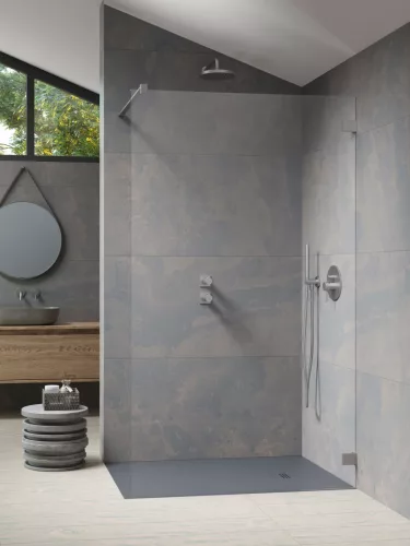 Essenza Pro Brushed Nickel Walk-in szálcsiszolt króm zuhanyfal 120 átlátszó