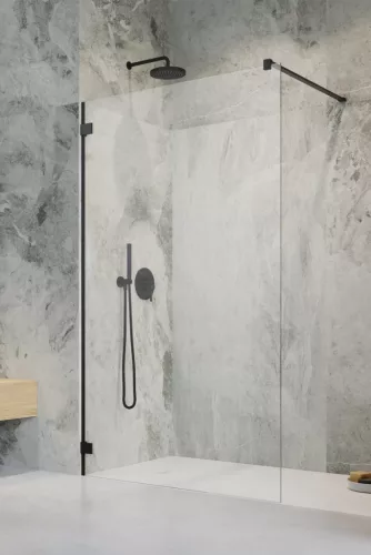 Essenza Pro Black Walk-in fekete zuhanyfal 125 átlátszó