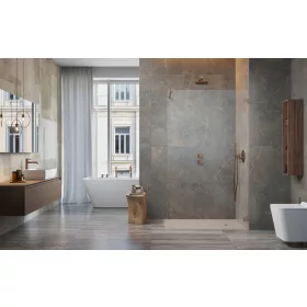   Essenza Pro Brushed Copper Walk-in szálcsiszolt réz zuhanyfal 125 átlátszó