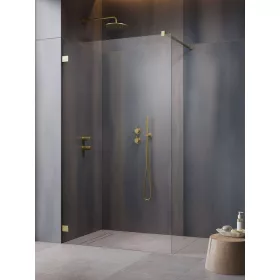   Essenza Pro Brushed Gold Walk-in szálcsiszolt arany zuhanyfal 125 átlátszó