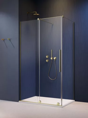 Furo Brushed Gold KDJ szögletes szálcsiszolt arany zuhanykabin 90x100 jobbos átlátszó