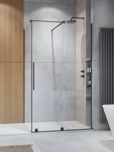 Furo Brushed GunMetal KDJ szögletes szálcsiszolt fegyvermetál zuhanykabin 140x80 átlátszó balos