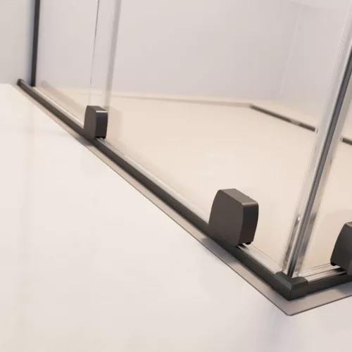Furo Brushed GunMetal KDJ szögletes szálcsiszolt fegyvermetál zuhanykabin 160x110 átlátszó jobbos