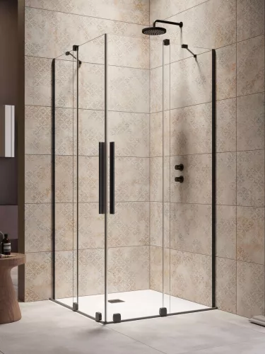 Furo Black KDD szögletes fekete zuhanykabin 80x90 átlátszó
