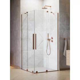   Furo Brushed Copper KDD szögletes szálcsiszolt réz zuhanykabin 80x80 átlátszó