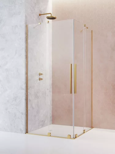 Furo Gold KDD szögletes arany zuhanykabin 100x120 átlátszó